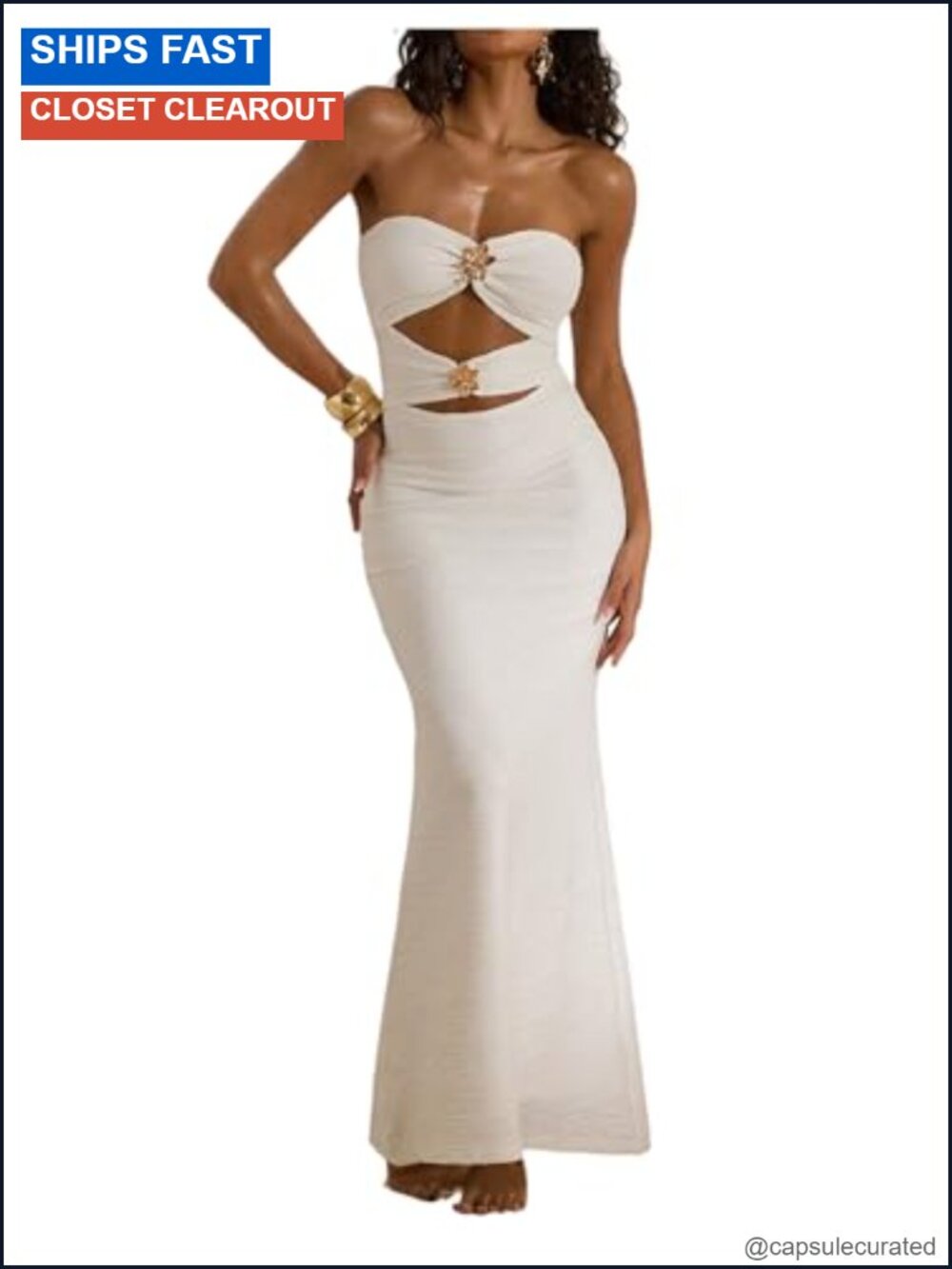 Cut Out Bodycon Tube Maxi Dress Ruched Strapless Party Cocktail